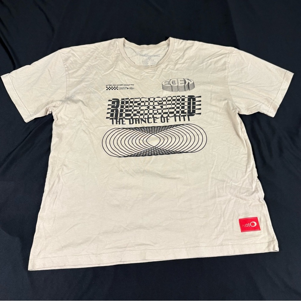 River Is Wild Mens Beige Print Short Sleeve T-Shirt Size 2X